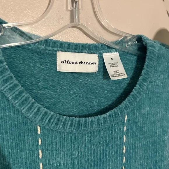 Alfred Dunner Turquoise Floral Knit Sweater - Picture 2 of 4